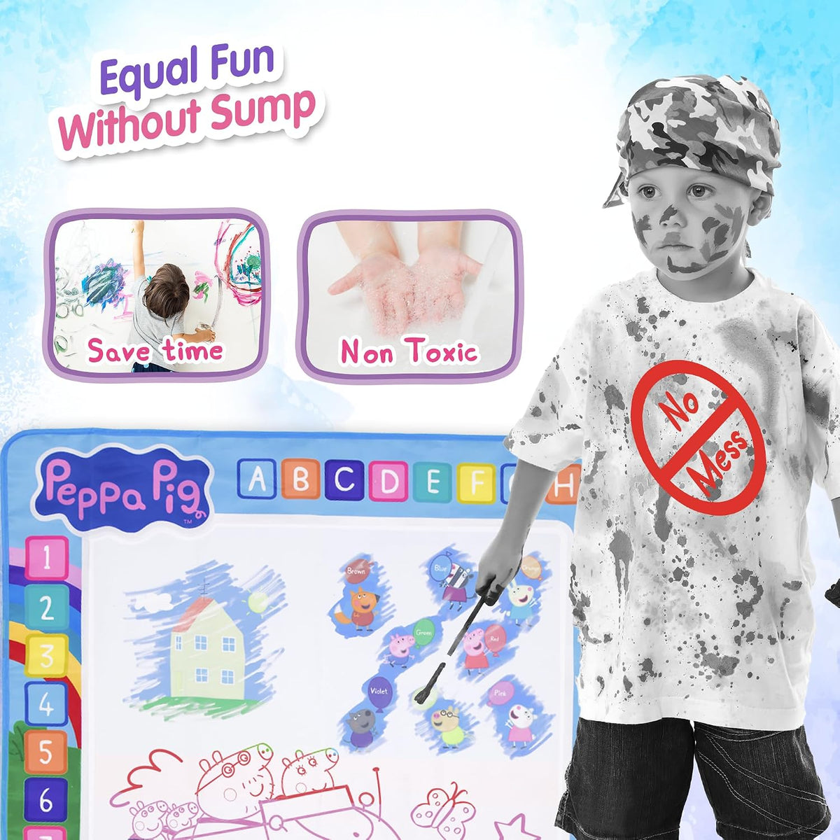 Juguetes para niños Tapete de garabatos con agua - Peppa Pig Tapete de pintura reutilizable para escribir y colorear, tablero de dibujo, juguetes educativos para niños de 3 años en adelante para niñas