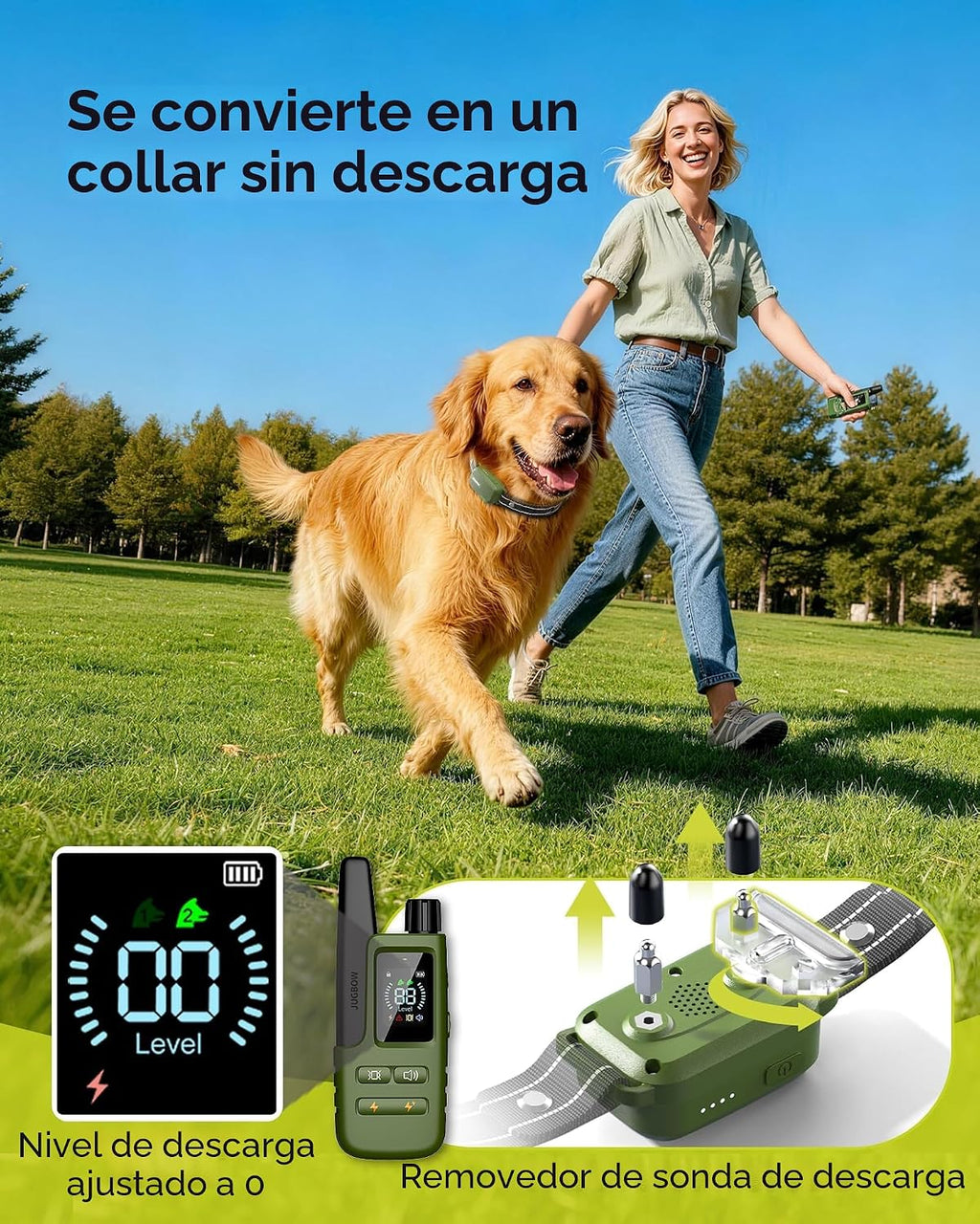 Collar de choque para 2 perros con control remoto, rango de 4200 pies, se