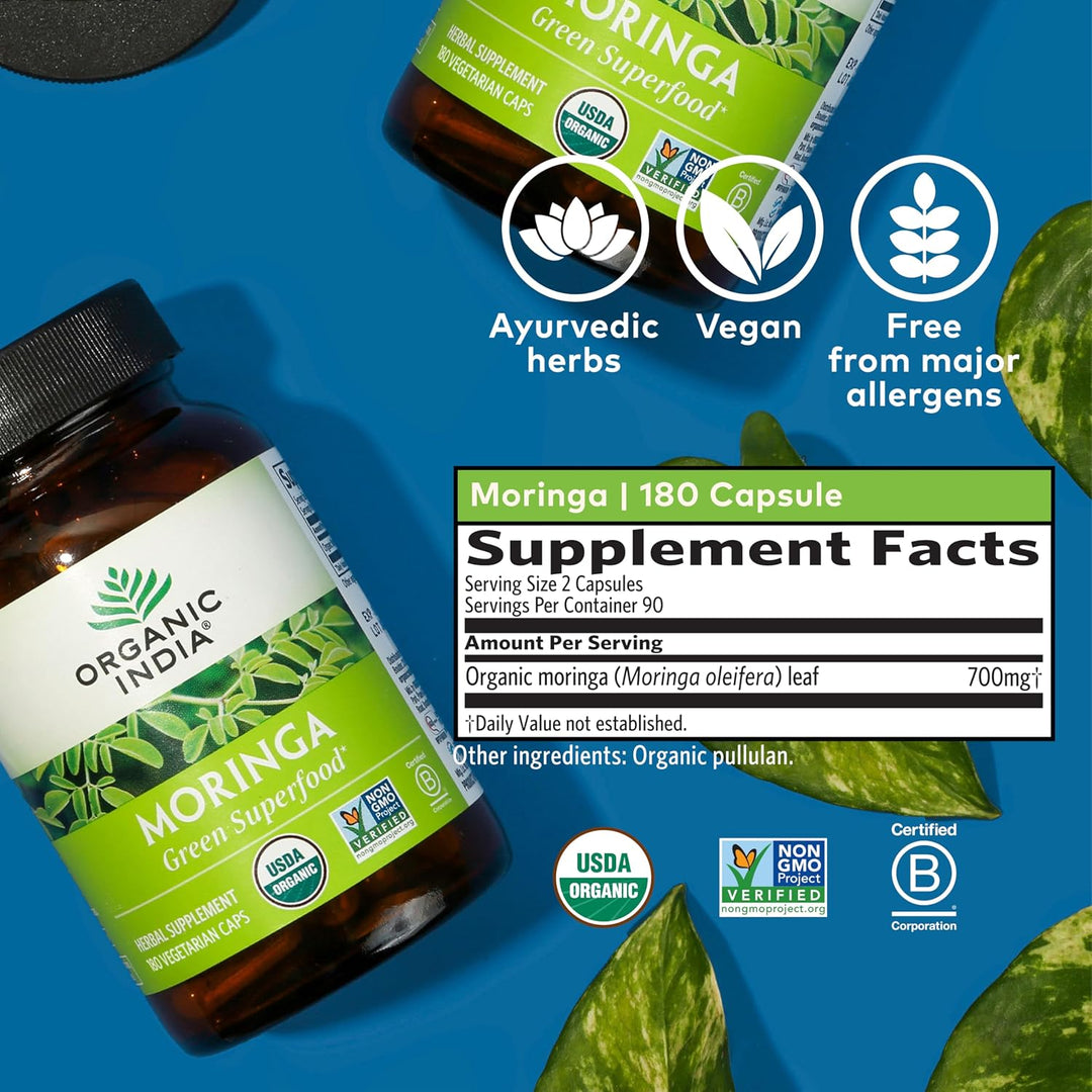 ORGANIC INDIA Moringa Cápsulas orgánicas - Suplemento de moringa -...