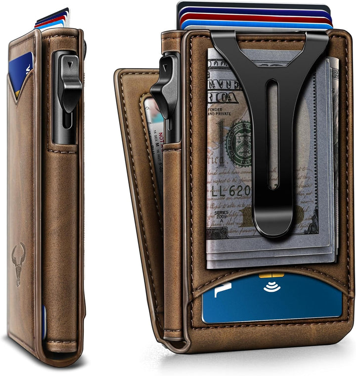 Cartera Bulliant para hombre, cartera con clip de dinero delgada pa...