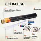 DND - Juego de iniciación | 3 alfombrillas de doble cara de 24 x 36 pulgadas | 6 terrenos incluye marcadores de borrado en seco, borrador, dados, clips con 47 calcomanías reutilizables para