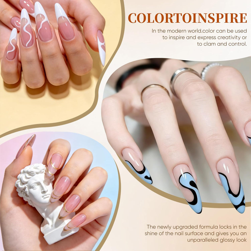Kit de esmalte de uñas con luz UV, kit de iniciación de esmalte de gel de 25 colores, Negro