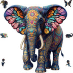Rompecabezas de madera para adultos, rompecabezas de madera de elefante de 200 piezas, rompecabezas de madera con forma de animal único para adultos y niños, divertidos rompecabezas de elefante floral