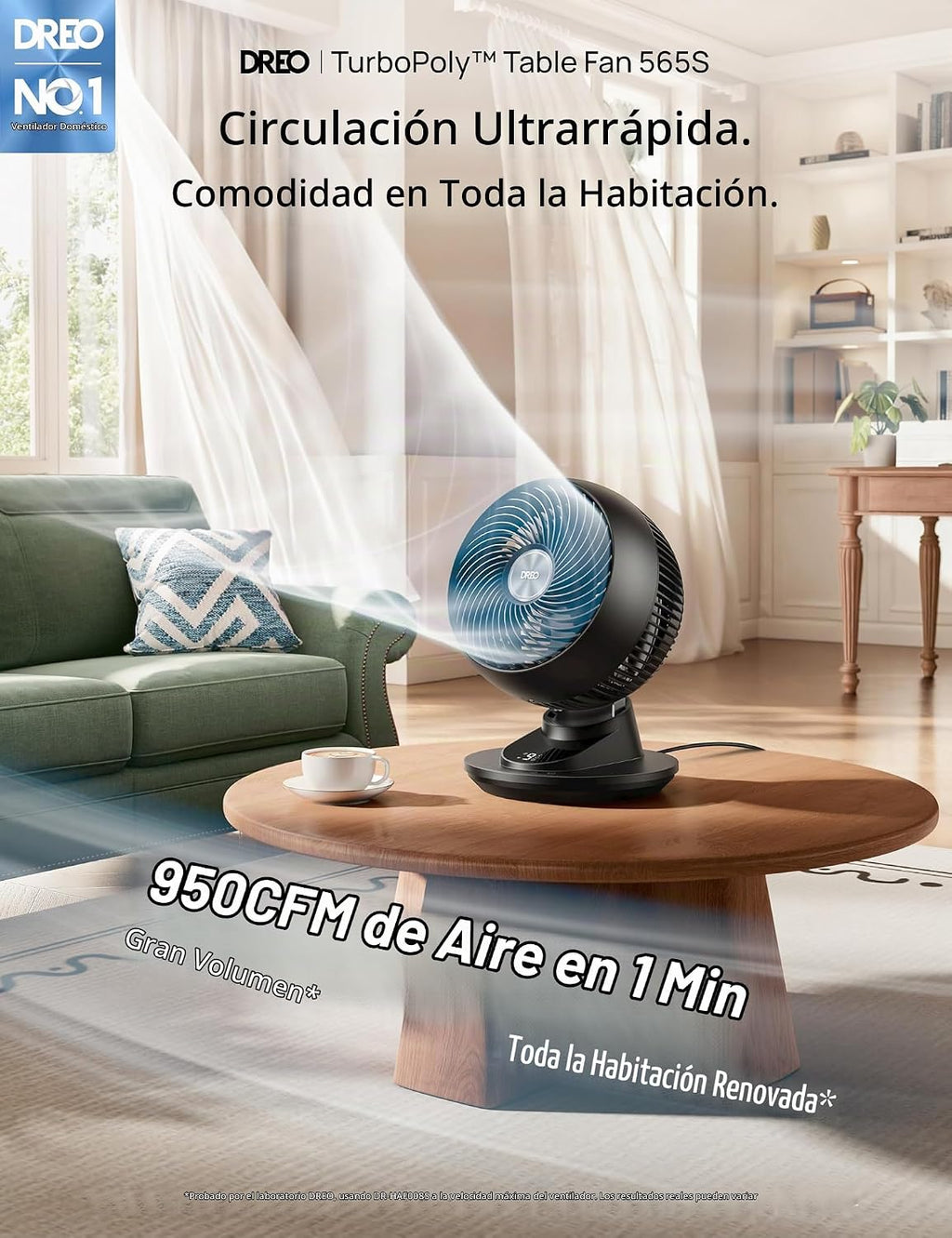 DREO Ventilador inteligente para dormitorio, potente flujo de aire...