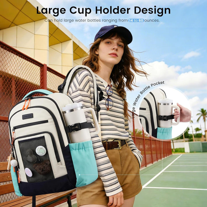 LOVEVOOK Mochila para laptop para mujer con portavasos grande, bols...