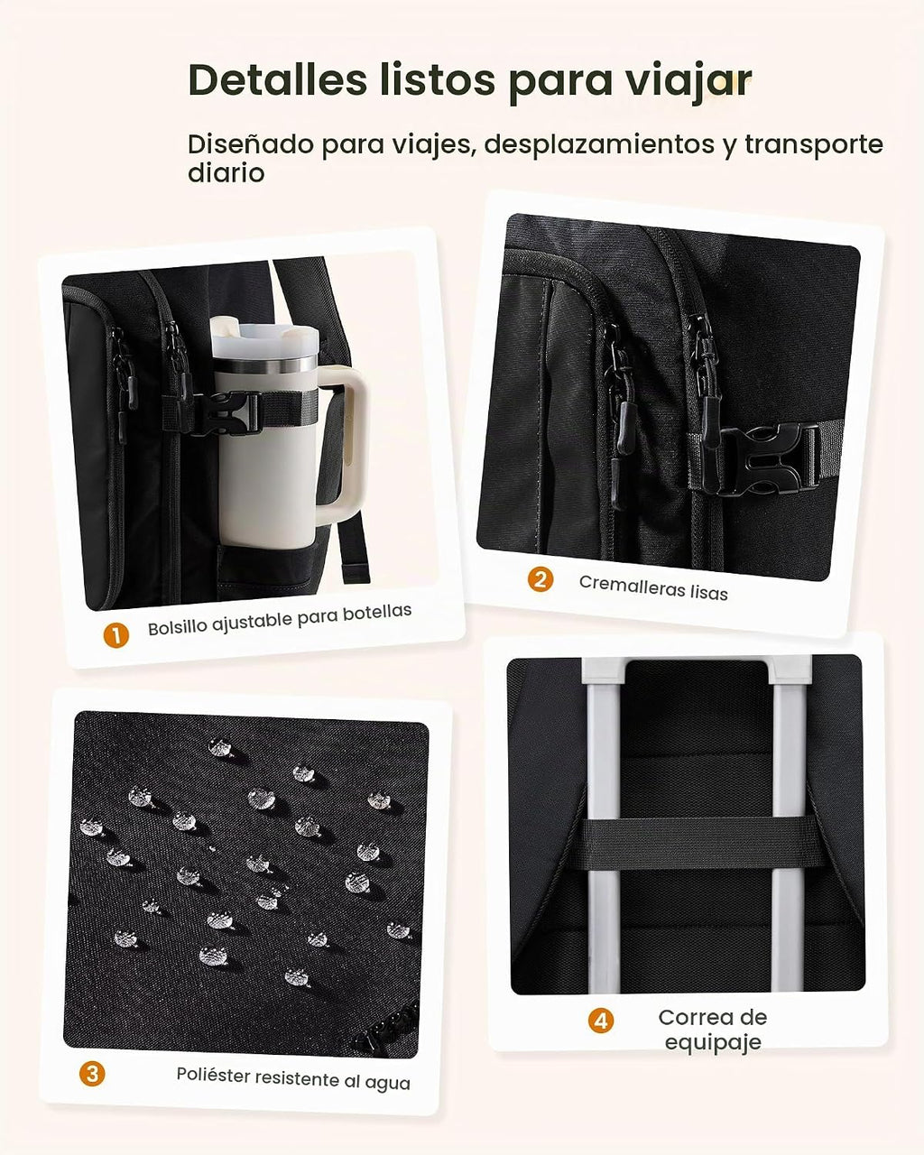 LOVEVOOK Mochila de viaje, Negro, 18 pulg., Viajes
