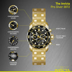 Invicta Pro Diver - Reloj cronógrafo de cuarzo con correa de acero inoxidable, color plateado, modelo 26 0073