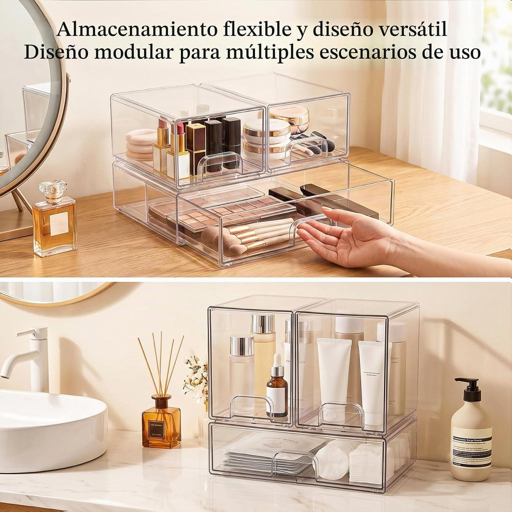Cajones de almacenamiento apilables transparentes: cubos
