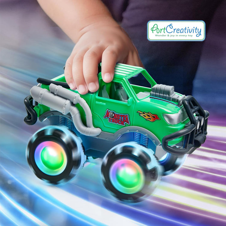 ArtCreativity Paquete de 3 juguetes Monster Truck con ruedas ilumin...