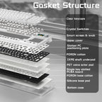 Aula F98Pro V3 Teclado mecánico inalámbrico transparente para juegos, Blanco