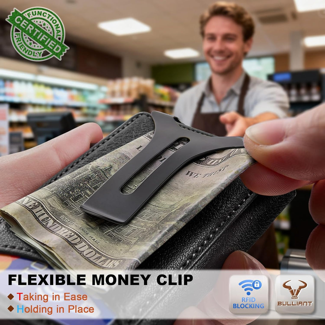 BULLIANT Billetera con clip para dinero, billetera delgada para reg...