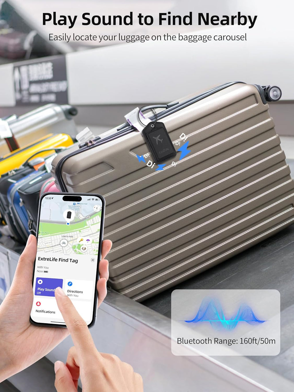 Etiquetas de equipaje, funciona con Apple Find My, etiqueta de maleta de
