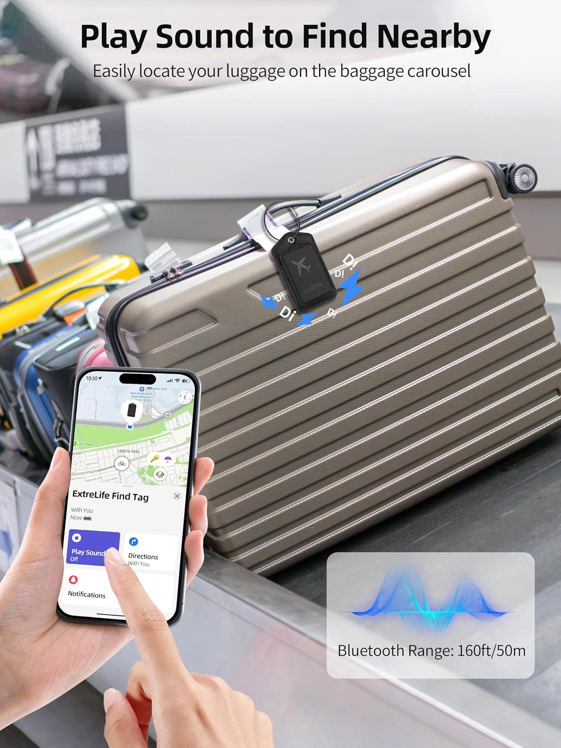 Etiquetas de equipaje, funciona con Apple Find My, etiqueta de maleta de