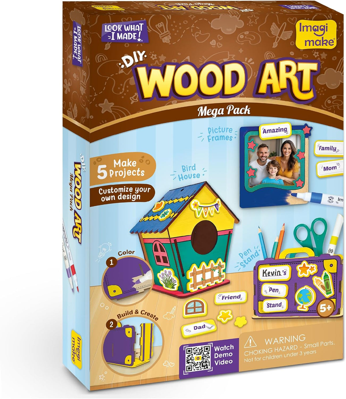 Imagimake Mega pack de arte de madera de bricolaje, 5 proyectos de madera