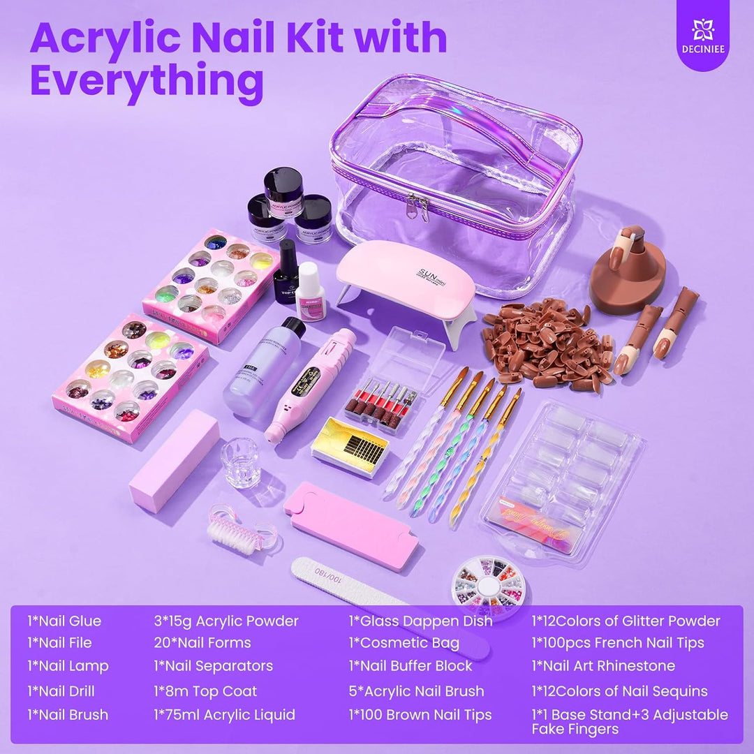 Kit de uñas para principiantes con todo: juego de líquido de polvo...