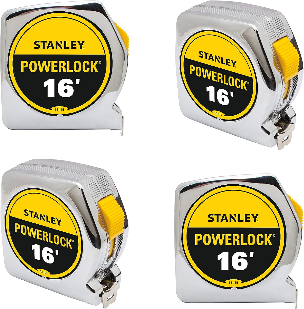 Stanley Tools 33-116 - Regla de cinta Powerlock de 16 pies (paquete de 4)