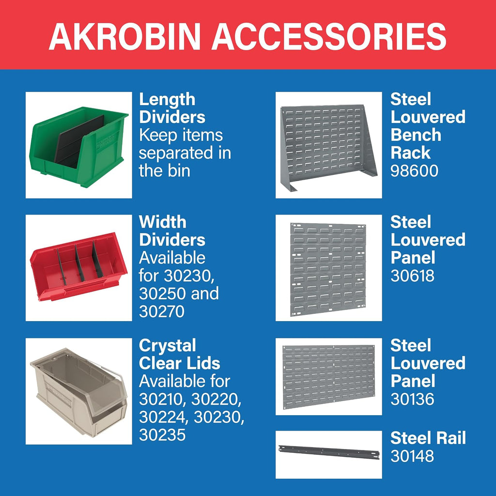 Akro-Mils 30250 AkroBins - Contenedores de almacenamiento de plástico, 15 x