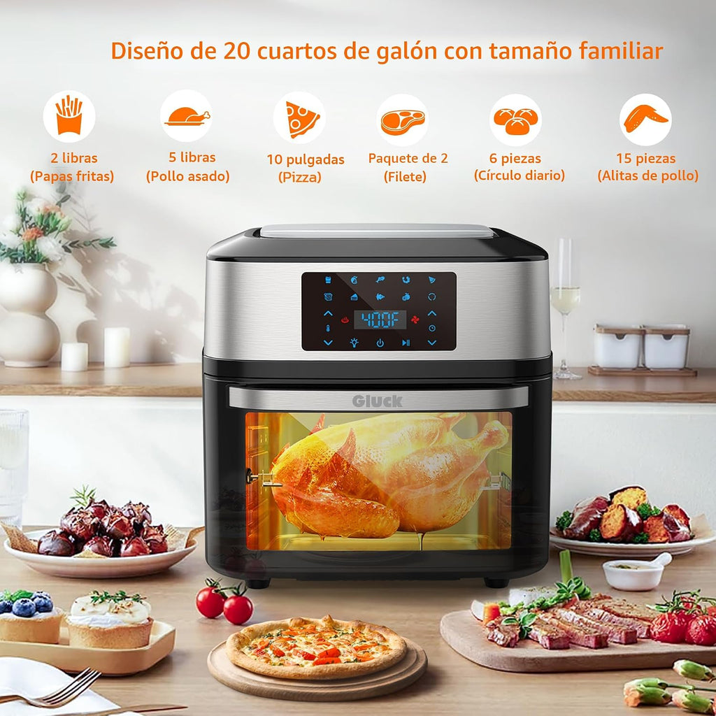 Horno freidora de aire grande de 20 cuartos de galón, combo multifuncional