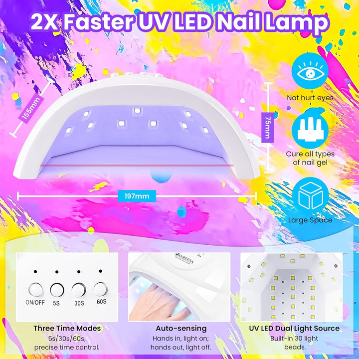 VANREESA Kit de 115 esmaltes de uñas de gel con taladro de uñas con...