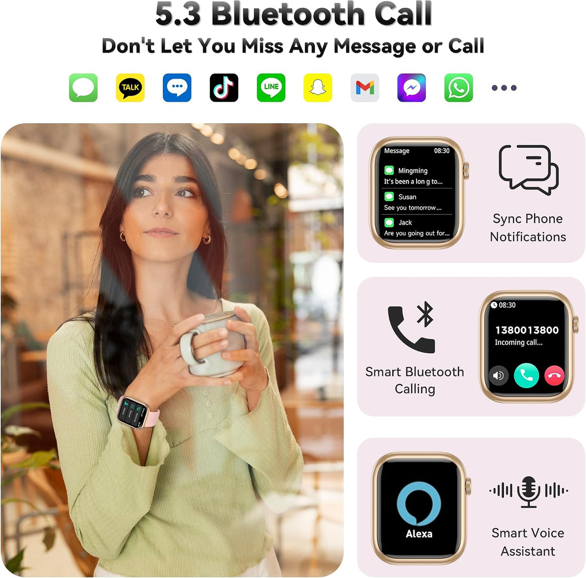 Reloj inteligente para mujer rosa nuevo