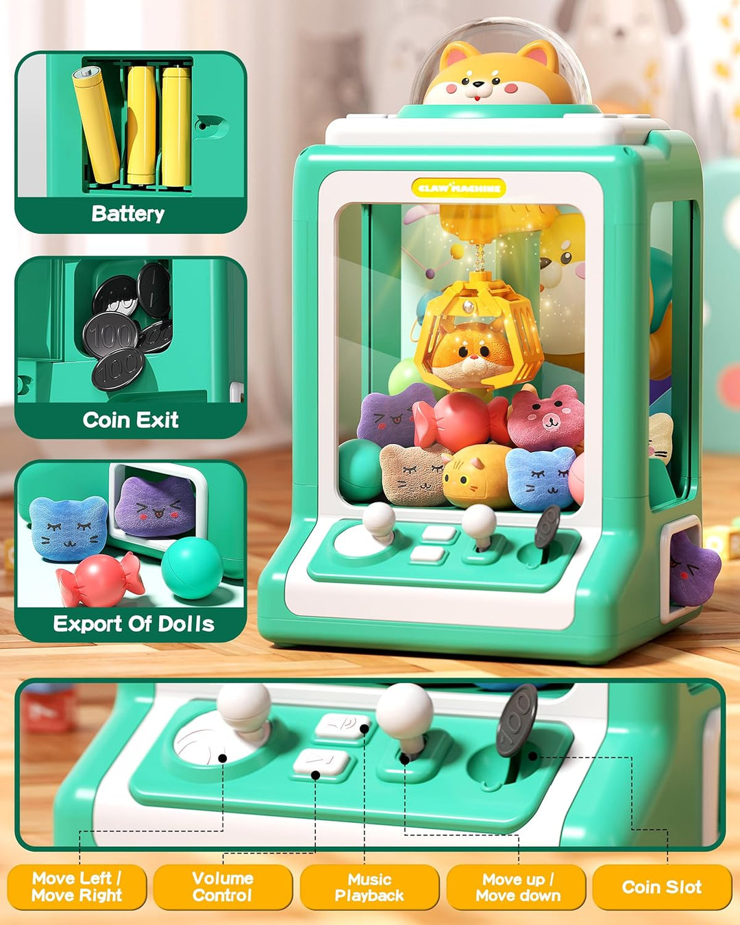 Máquina de garras para niños, mini expendedora con monedas de juego...