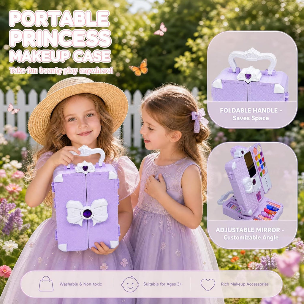 Kit de maquillaje infantil de 75 piezas para niñas, juego de maquillaje de