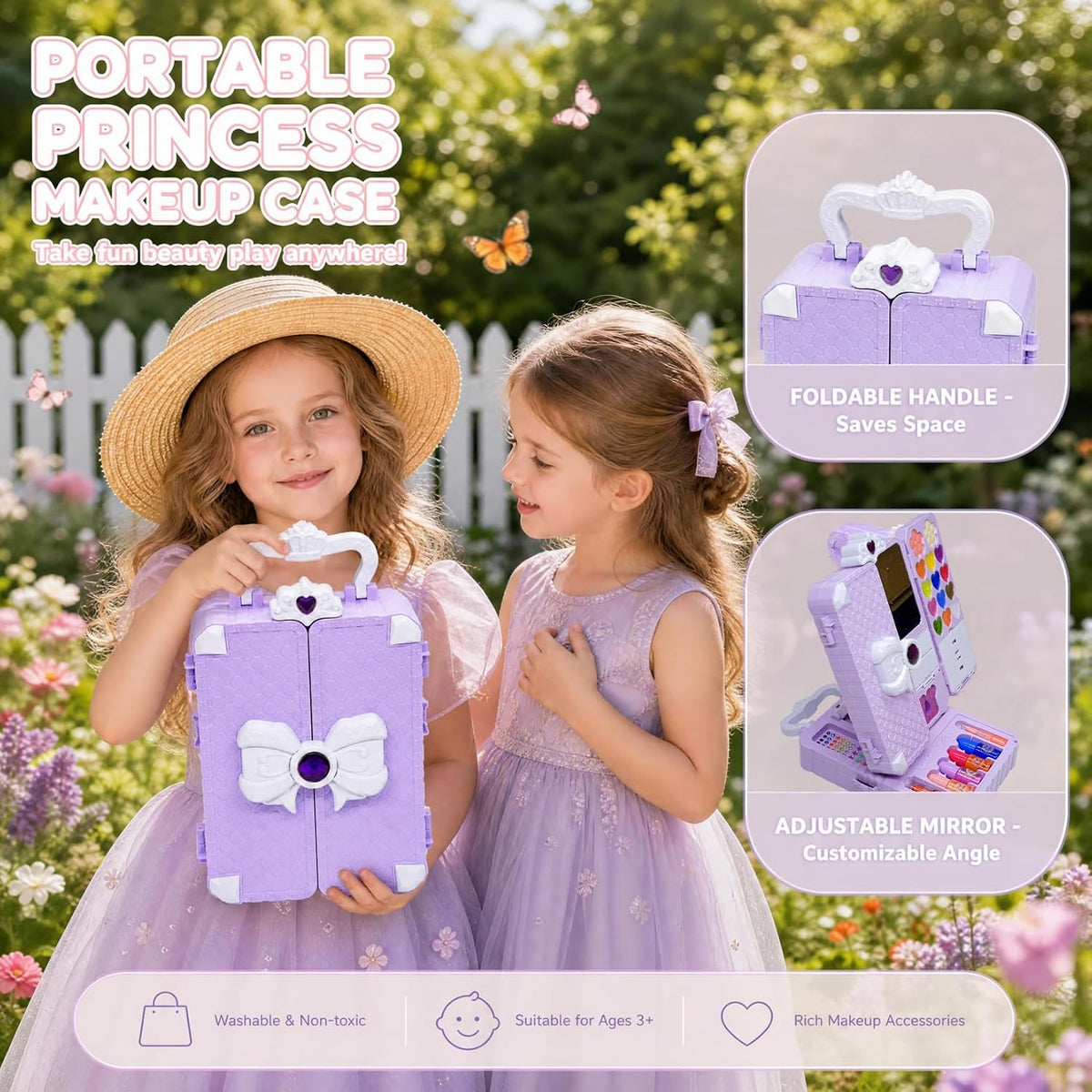 Kit de maquillaje infantil de 75 piezas para niñas, juego de maquillaje de
