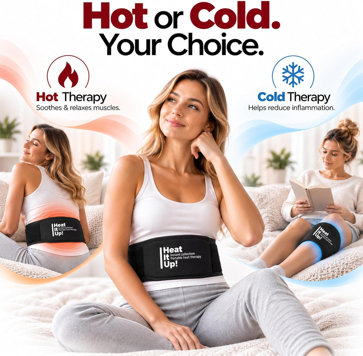 Heat It Up - Almohadilla térmica portátil para dolor de espalda y calambres