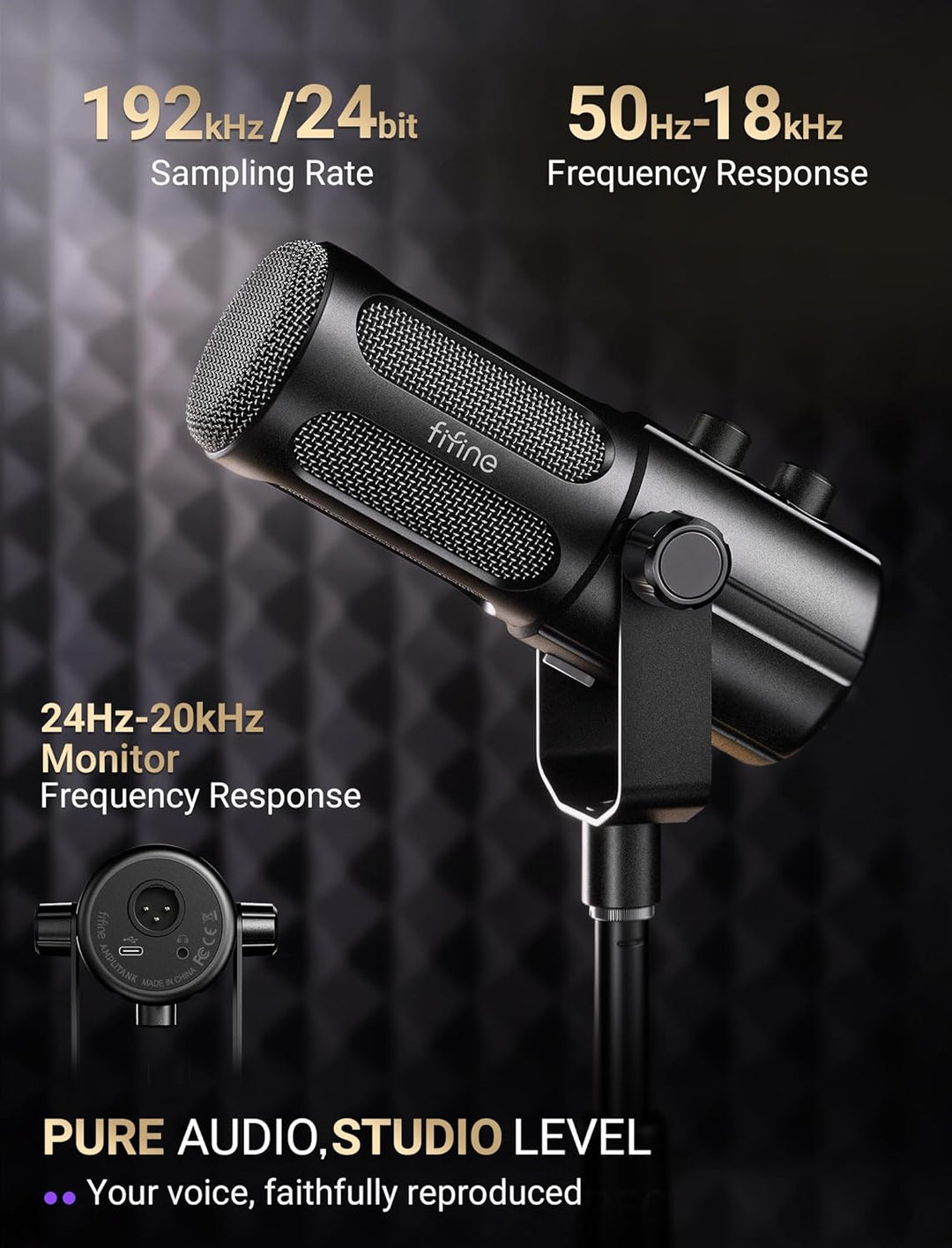 FIFINE AmpliTank TANK6S Micrófono vocal-dinámico, micrófono XLR-USB...