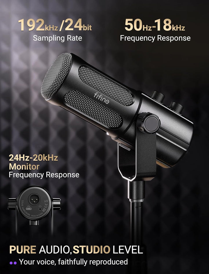 FIFINE AmpliTank TANK6S Micrófono vocal-dinámico, micrófono XLR-USB...