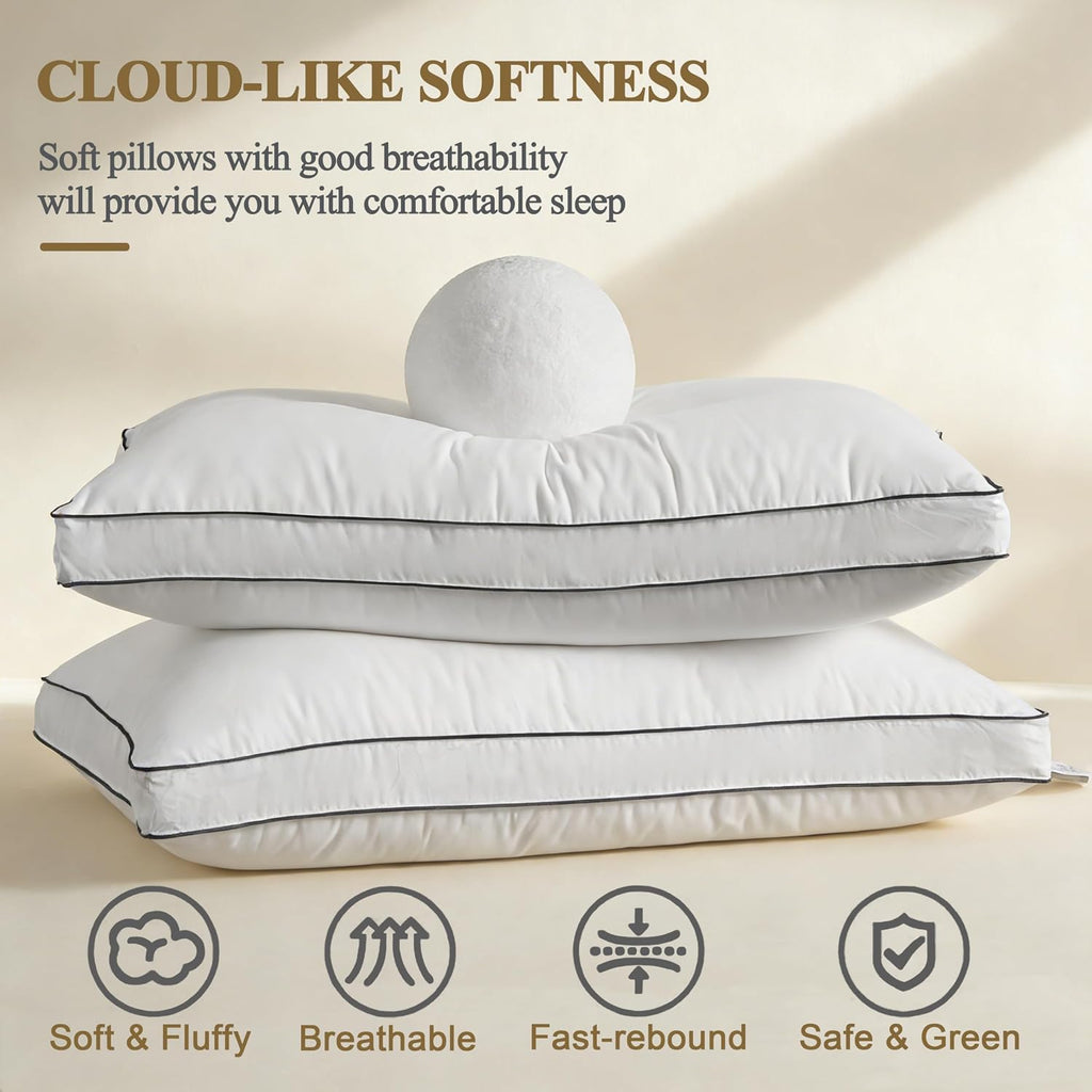 DOWNCOOL Juego de 2 almohadas de plumón de ganso tamaño Queen, almohada de apoyo suave para dormir de lado, espalda o boca abajo, para una mejor experiencia de sueño, color blanco, 20 x 30 pulgadas