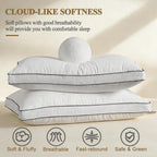 DOWNCOOL Juego de 2 almohadas de plumón de ganso tamaño Queen, almohada de apoyo suave para dormir de lado, espalda o boca abajo, para una mejor experiencia de sueño, color blanco, 20 x 30 pulgadas