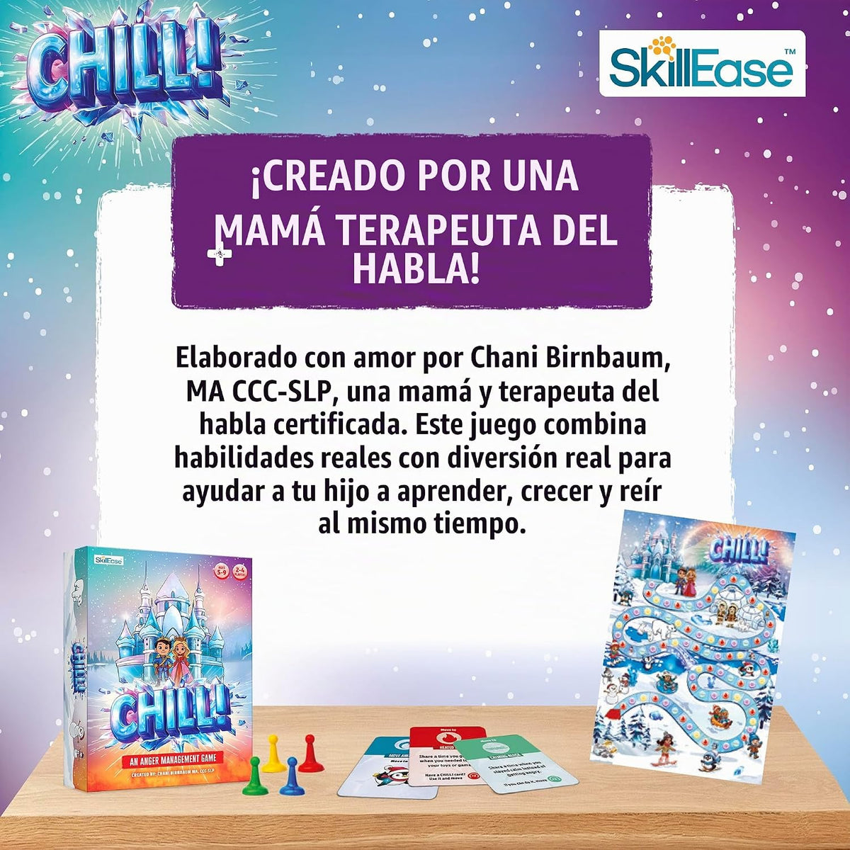 SkillEase CHILL Anger Management para Kids, Ages 5-9, Therapy Games, Social Emotional Learning, Fun Social Skills Board Game para Therapists & Families