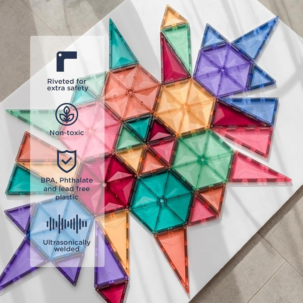 CONNETIX Paquete de geometría pastel de azulejos magnéticos, 40 piezas
