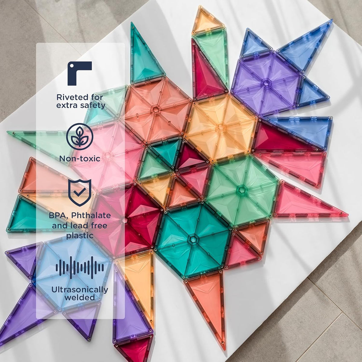 CONNETIX Paquete de geometría pastel de azulejos magnéticos, 40 piezas