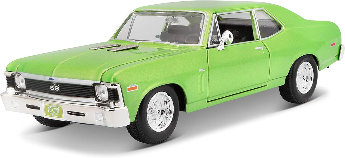 Maisto 1:24 Escala 1970 Chevrolet Nova SS Vehículo fundido a presión (los colores pueden variar), verde