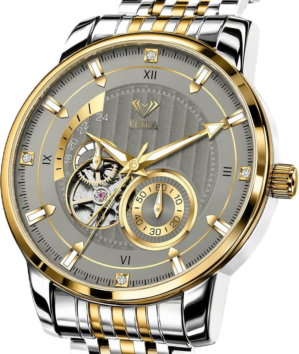 Vetra Relojes automáticos de lujo para hombre Waterpoof Dress Reloj de