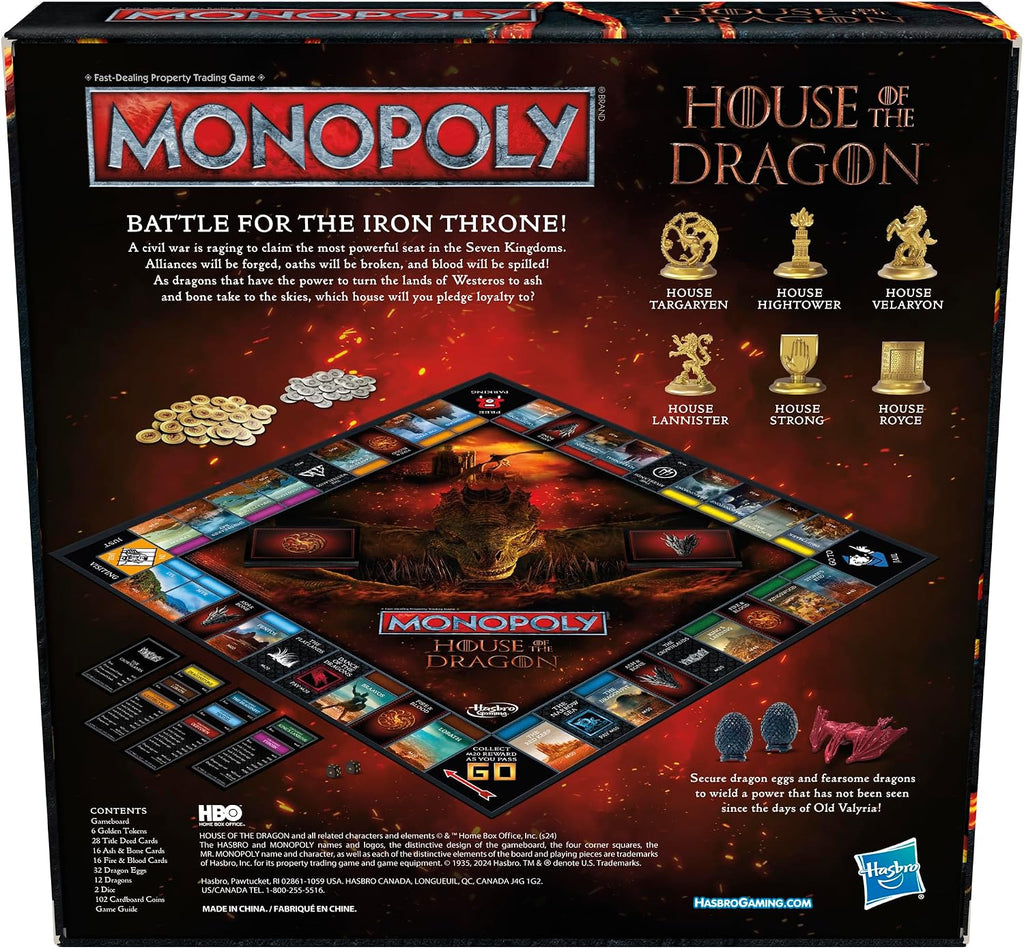 Monopoly Edición Casa de Dragón - Juego de mesa | Basado en la exitosa serie de televisión | Para edades de 17 años en adelante | De 2 a 6 jugadores | Juegos de estrategia (exclusivo de Amazon)