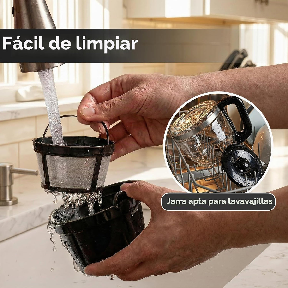 OVENTE Cafetera de goteo para 12 tazas con interruptor Easy On/Off, negra CM412B