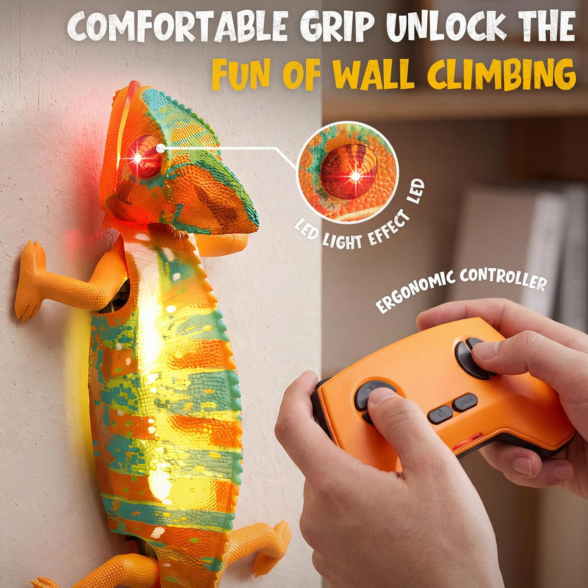 HYES Camaleón de escalada en pared, lagarto RC recargable con 5 colores