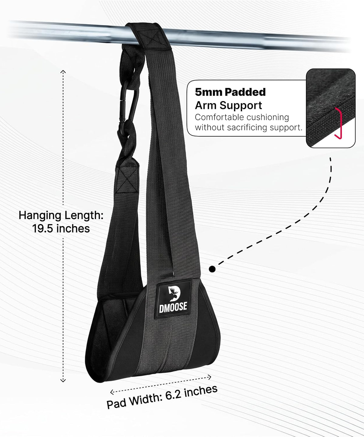 DMoose Fitness Correas colgantes para abdominales para barra de dominadas y entrenamiento de fuerza central, correas de ejercicio acolchadas suaves para swing de abdominales y elevaciones de piernas
