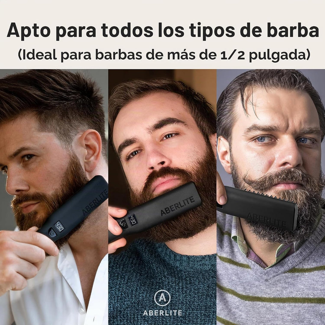Aberlite Pro Professional - Alisador de barba y cabello, cepillo té...
