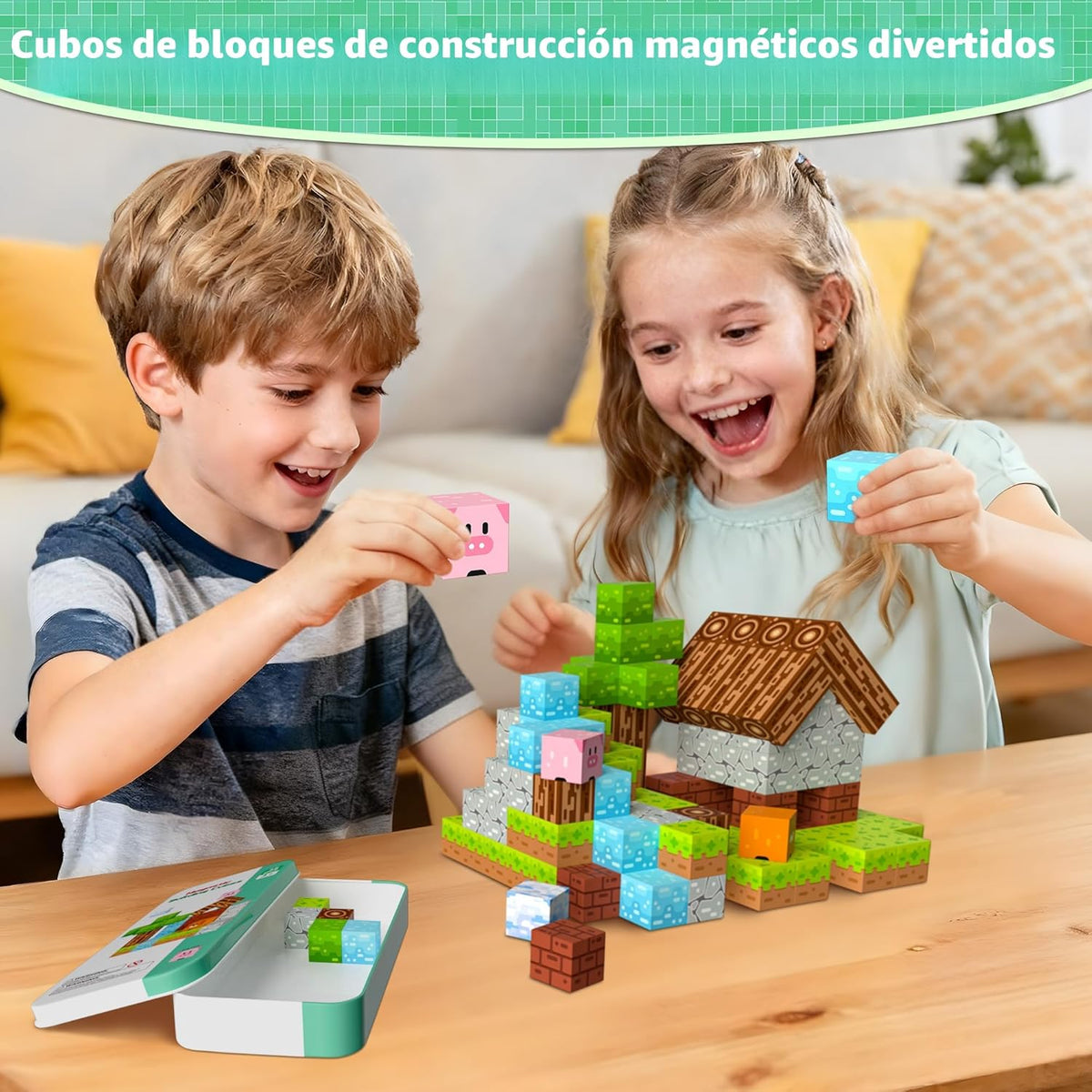 iLacven Bloques Magnéticos Minecraft-Estilo Bloques de Construcción...