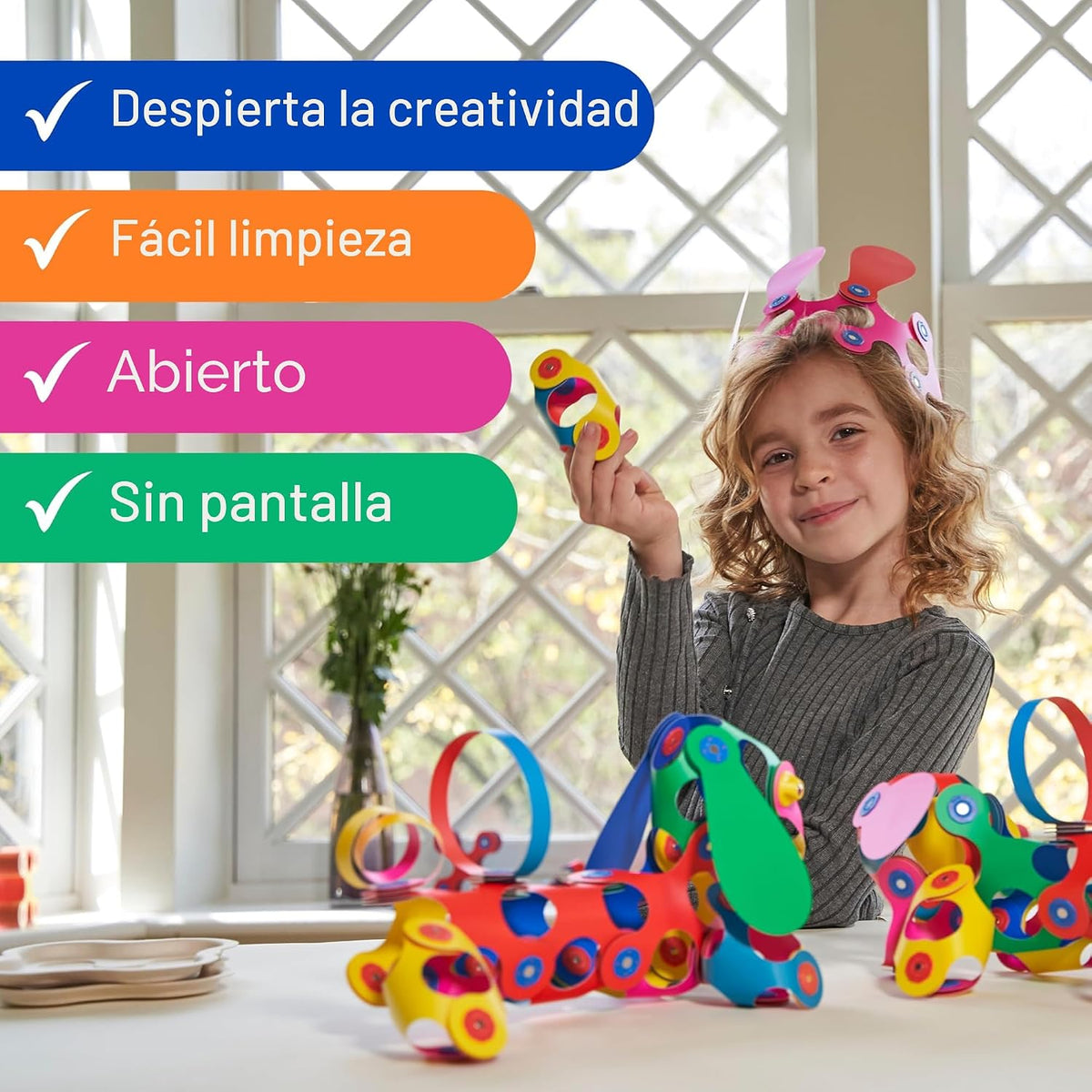 Clixo Rainbow Pack, juguetes magnéticos flexibles para construir para niños (42 Pc, 4+)