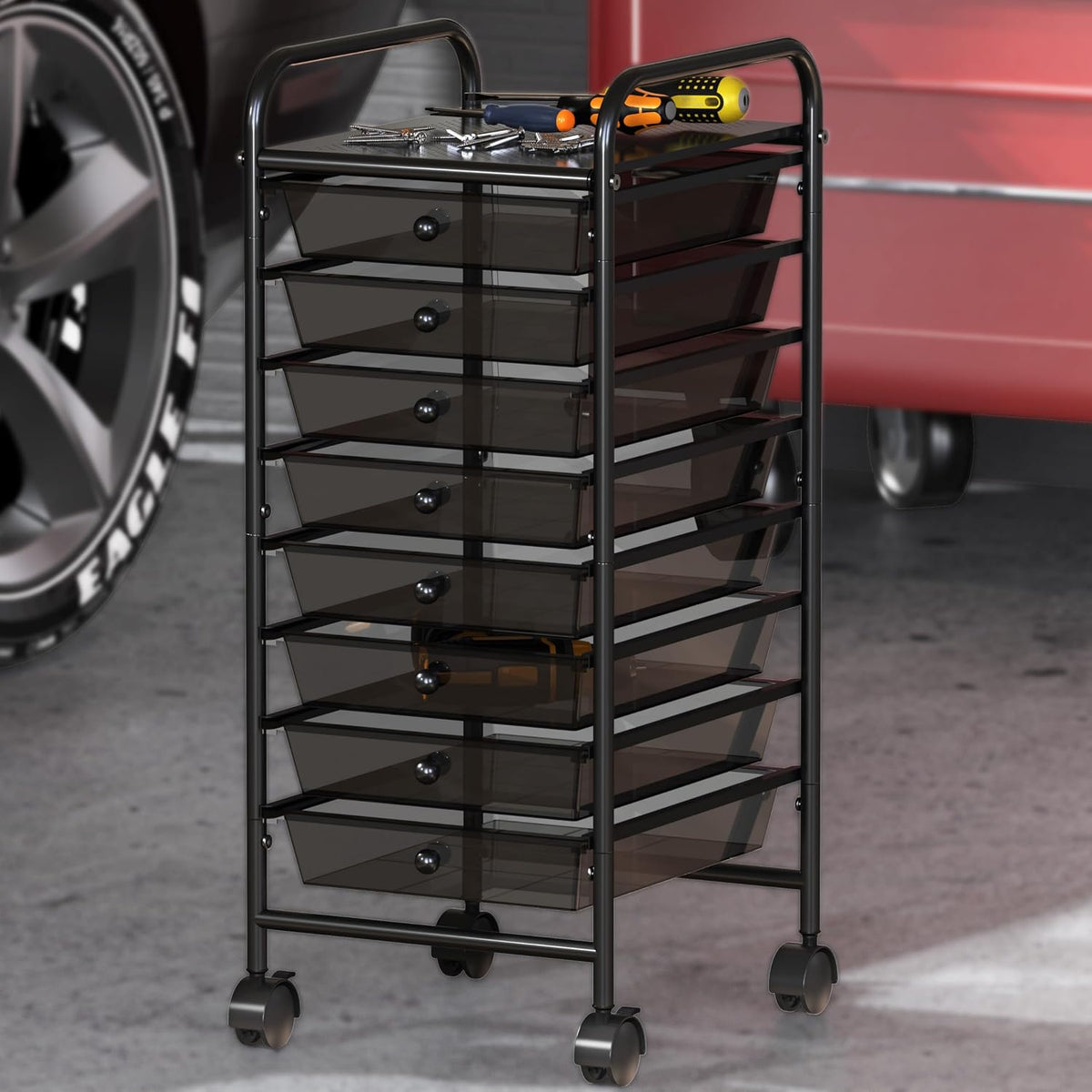 Lámpara Simple Houseware Carrito utilitario con ruedas de 8 cajones, almacenamiento