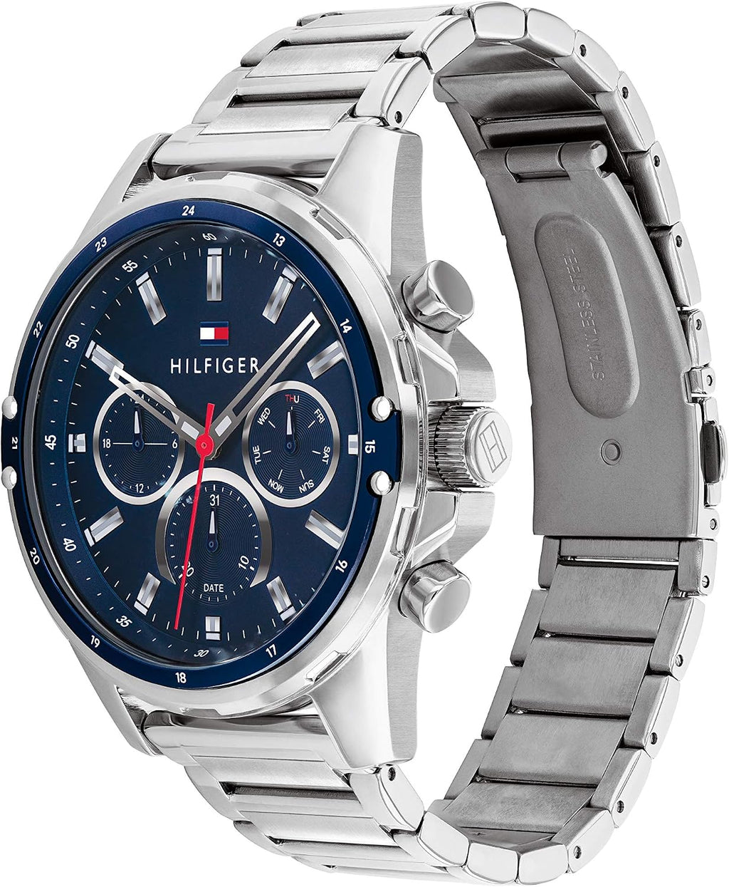 Tommy Hilfiger Reloj deportivo de cuarzo de acero inoxidable y pulsera para hombre, color: plata (Modelo: 1791788)