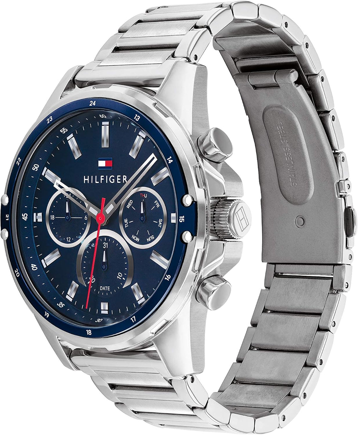 Tommy Hilfiger Reloj deportivo de cuarzo de acero inoxidable y pulsera para hombre, color: plata (Modelo: 1791788)