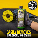 Chemical Guys, Limpiador Espumante Cítrico para Tela y Alfombras con Cepillo para Taladro, 16 oz