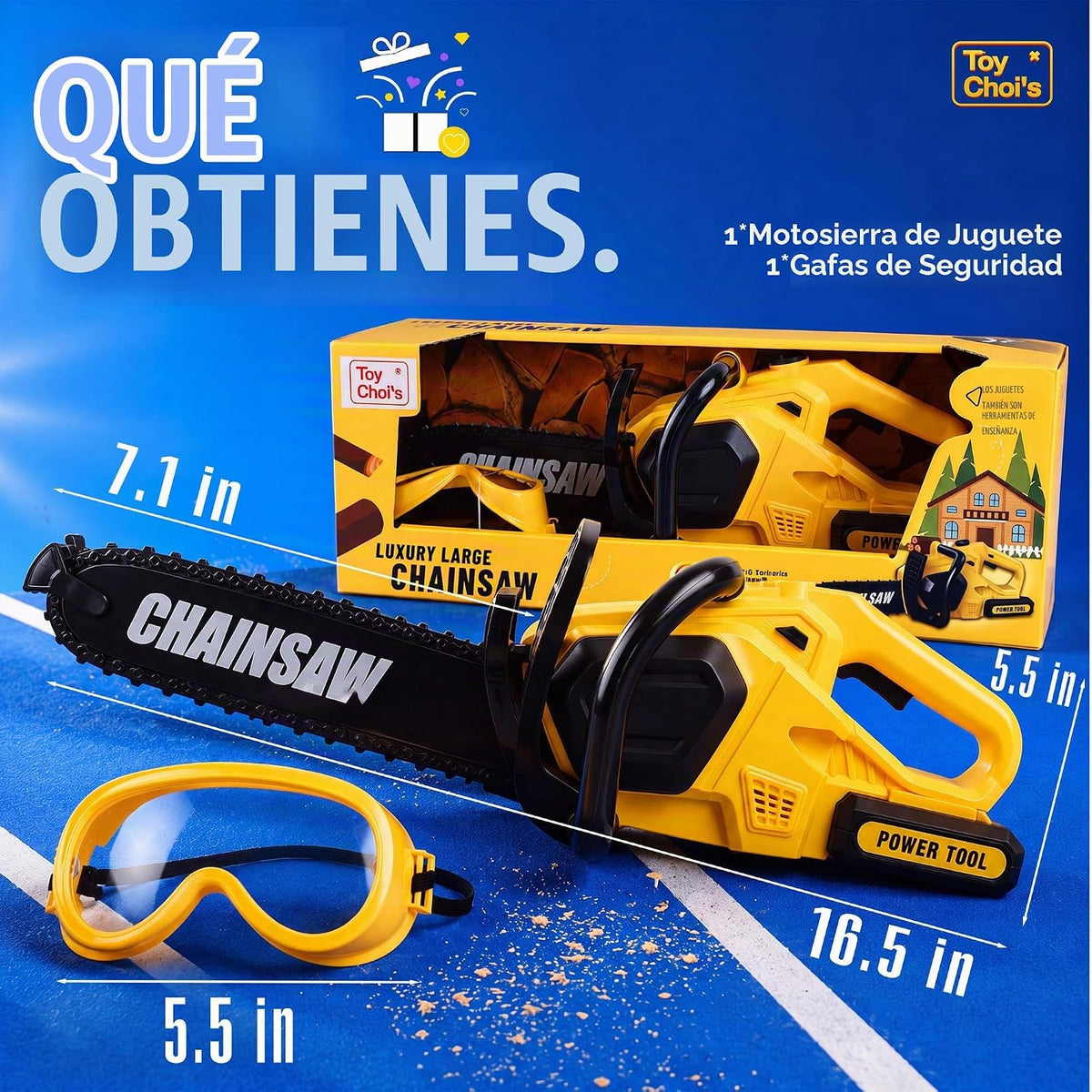 Motosierra de Juguete para Niños - Herramienta de Imaginación con Gafas de Protección para Niños 3+