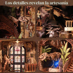 2026 Nuevo Kit de Biblioteca de Dinosaurios para Estantería con Luz LED y Impresión de Polvo
